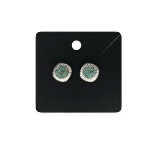 Silver and Green Stud Earrings